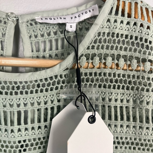 English factory LACE DETAIL MINI DRESS in sage green size small new with tags - Picture 5 of 8